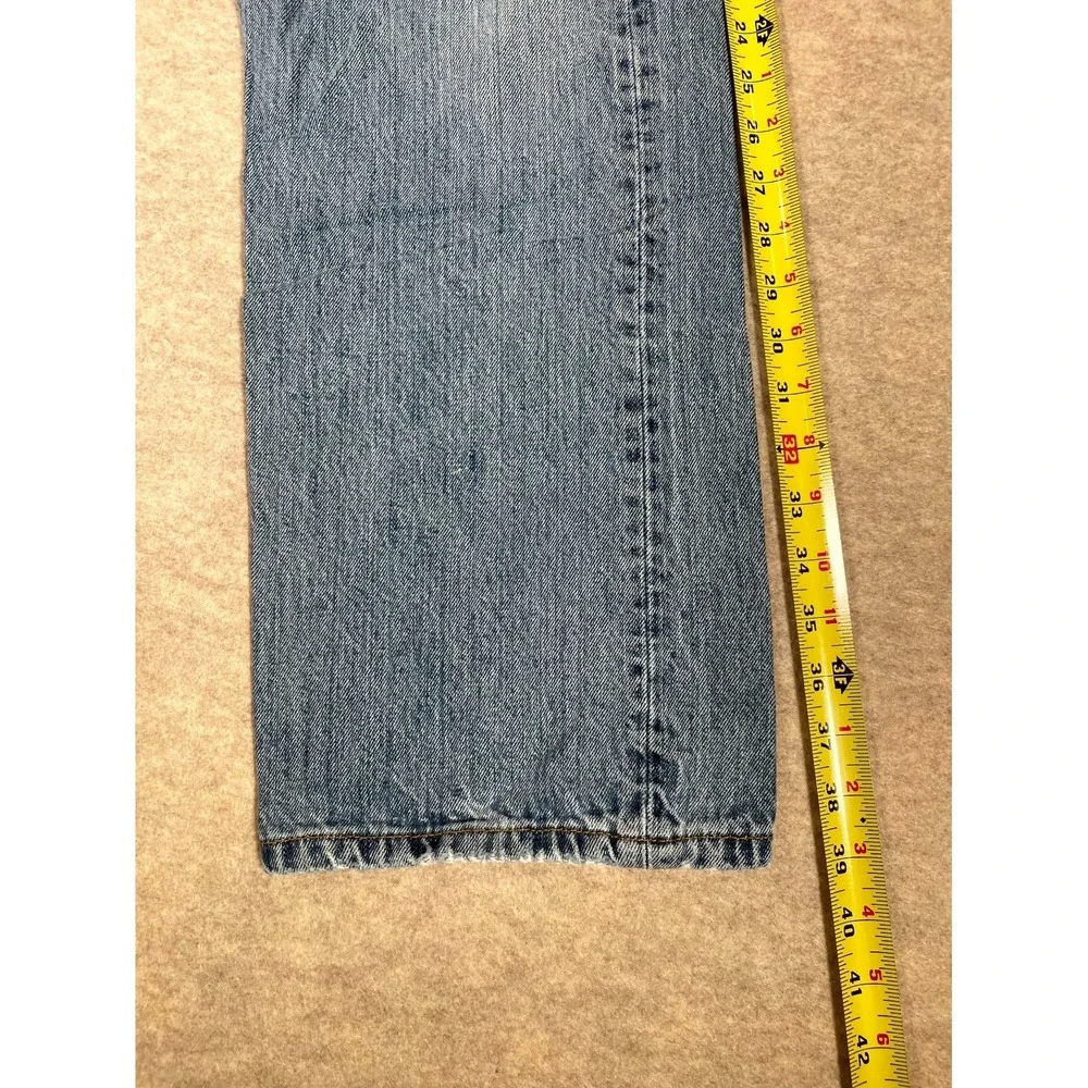 Levis 501 Original Fit Straight Jeans Mens 35x32 Blue Denim Logo Cotton Mid Rise